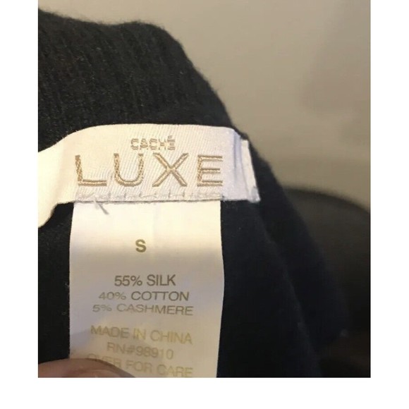 Cache LUXE Women Black Cowl Neck Sleeveless Sweater Dress Size S Small Tunic - Picture 4 of 4